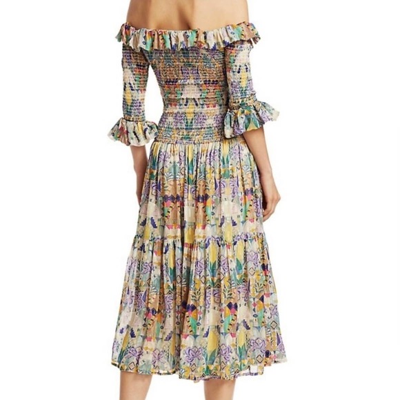 Chufy Memories of Peru Inka Printed Colorful Lurex Off-the-Shoulder Smocked - Picture 3 of 9